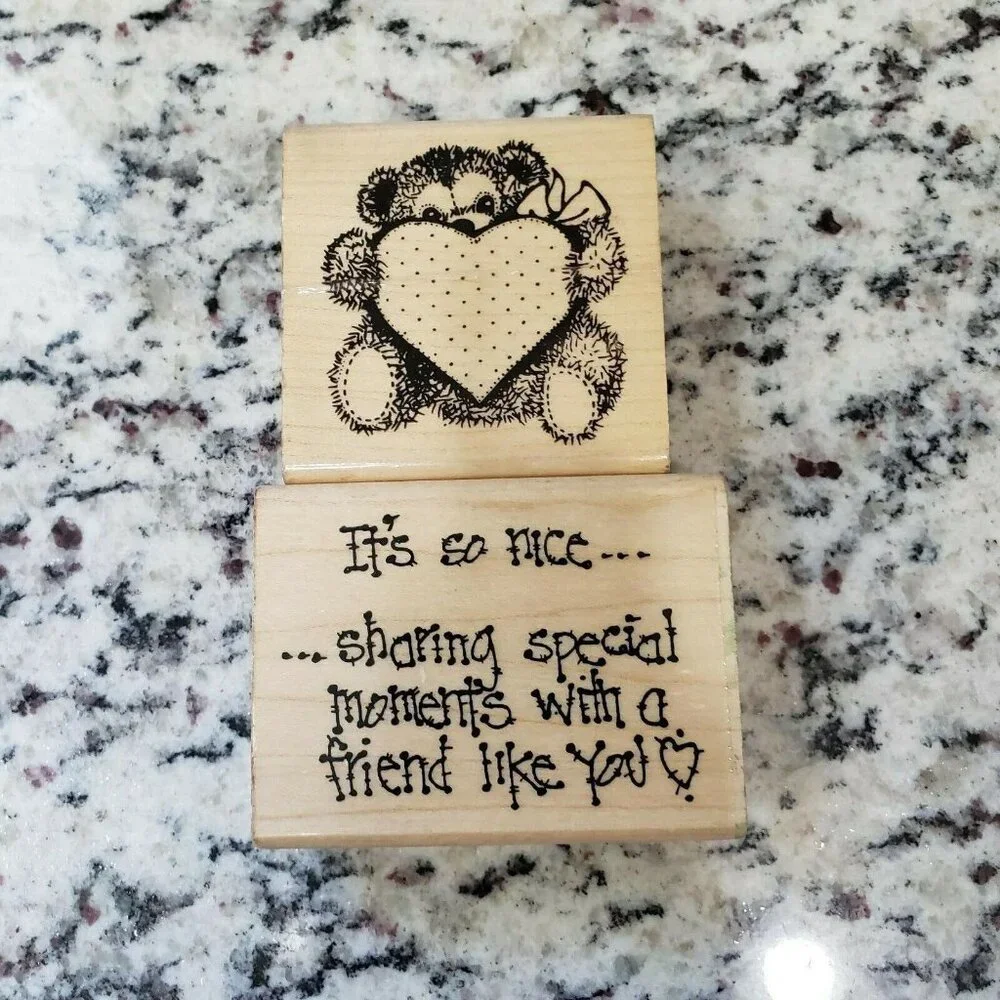 Annette Allen Watkins Rubber Stamps Bear Heart It's So Nice Friend G1379 F504